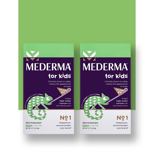 Mederma Scar Gel for Kids; Reduces the Appearance of Old and New Scars from Cuts, Burns, Surgery; Goes on Purple and Rubs in Clear; Grape Scented; Ages 2+, 40g (2 x 20g)
