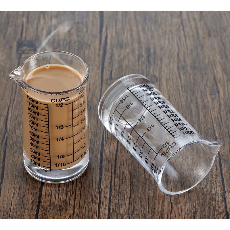 Ackers 4oz Glass Measuring Cup – Shot Glass with Ounce,Ml,Cups