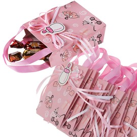 JOINSI 24pcs Small Gift Bags Party Favors Bags Paper Goodie Bags for Baby Shower Birthday Supplies Decorations (Pink)