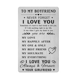 Boyfriend Gifts from Girlfriend, Boyfriend Birthday Waleet Card, Boyfriend Engraved Love Message Birthday Wallet Card