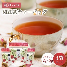 Tea Hanako Red Cheek Japanese Tea Bag 0.07 oz (2 g) x 5 Packs x 3 Bags