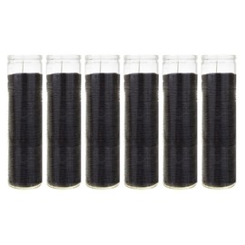 Mega Candles 6 pcs Unscented Black 7 Day Glass Container Devotional Prayer Candles, Premium Wax Candle 2 Inch x 8 Inch, Sanctuary, Vigils, Prayers, Blessings, Religious, Memorials, Remembrance
