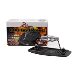 BBQ Dragon Cast Iron Grill Press – Heavy Duty 2.9 lb Burger, Bacon & Panini Press – Pre Seasoned for Grilling Steaks, Meats & Sandwiches – Reduces Grease for Healthier Cooking
