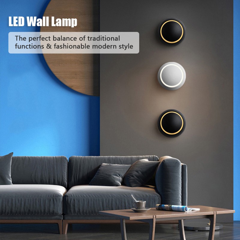LED Wall Lamp 360 Degree Rotatable Round Crescent Wall Light