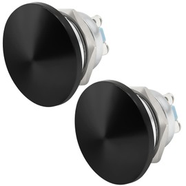(2Pcs) 22mm Mushroom Head Black Push Button Switch 7/8in Waterproof Metal Momentary Start Button SPST Mouting Domed Screw DC 12V/24V, AC 110V/120V (Black, 22MM)