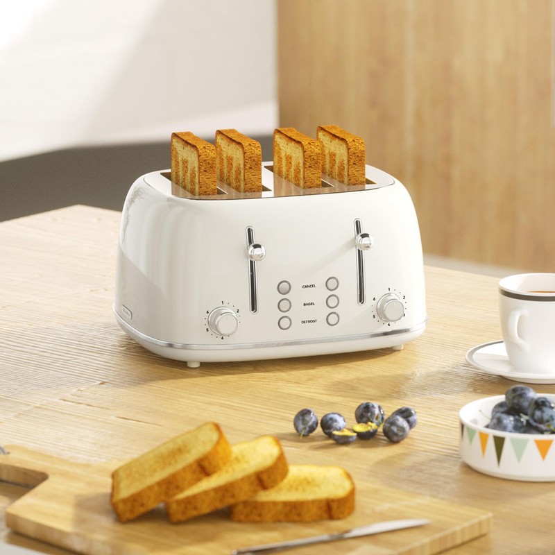 Toaster 4 Slice, Retro Stainless with 6 Bread Shade Settings,1.5''Wide