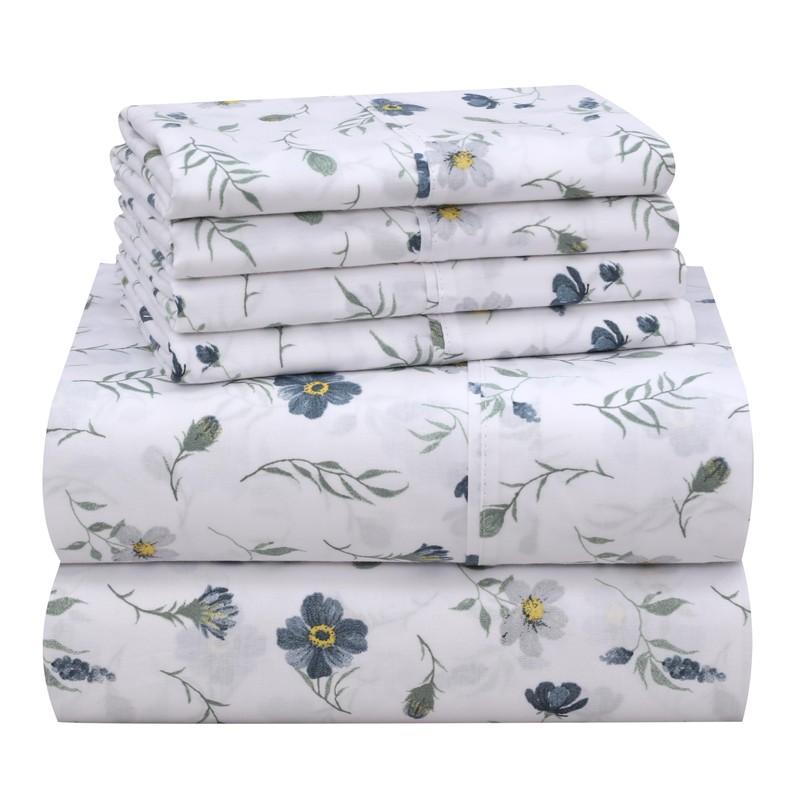 RUVANTI 6 Pcs Cotton Sheets - 100% Natural Cotton Soft,