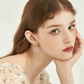 Dog and Girl Earrings 925 Sterling Silver Puppy Drop Dangle Earrings Dog Jewellery Gifts for Women Dog Lover