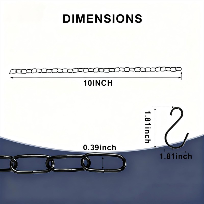 ENATECLITE Black Hanging Plant Chains Kit, 10-Inch Adjustable Plant Hangers