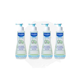 Mustela No Rinse Cleansing Water - Gentle Micellar Water for Baby's Delicate Skin - 98% Natural Ingredients With Aloe Vera, Avocado Perseose and Saponaria Leaf - 300ml - Pack of 4