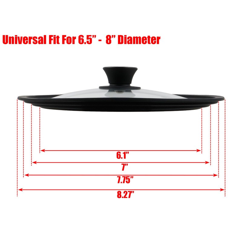 LC LICTOP Silicone Rim Universal Tempered Glass Lid Cookware Cover