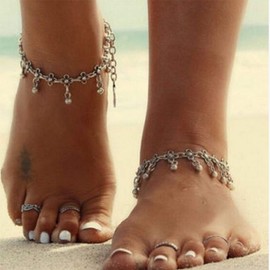 Artmiss Boho Anklet Vintage Beads Ankle Bracelet Foot Jewelry for Women Summer Barefoot Beach Anklet（set of 2）
