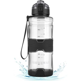 1.5L FORWEWAY Water Bottle BPA Free with Filter Large Capacity Bottle Food Grade Material Reusable Leak Proof Auto Pop Up Direct Drinking Sports Bottle No Harmful Chemicals Safe for Daily Life (Black)