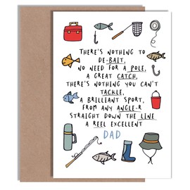 Funny Father’s Day Card for Dad Who Loves Fishing - A5 | Blank Inside with Envelope