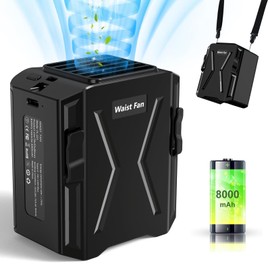 Portable Waist Fan Rechargeable,Personal Waist Clip Fan with 24H Working Time,3 Speeds, 14100RPM Strong Airflow, Hand Free Wearable Belt Fan for Outdoor,Jobsite,Hiking,Traveling,Farm