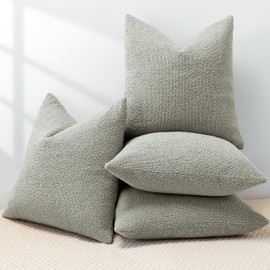 Sungeek Pack of 4 Textured Boucle Decorative Cushion Cover 45x45cm, Soft Cozy Accent Solid Pillow Cases for Sofa Couch Bedroom Living Room Modern Home Decor Throw Pillow Covers, Cloud Grey