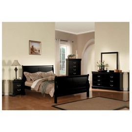 Acme 19503 Louis Philippe III Nightstand, Black