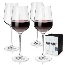 Viski Crystal Bordeaux Wine Glasses - European Crafted Red Wine Glasses Set of 4-21oz Stemmed Wine Glass for Wedding or Anniversary and Special Occasions Gift Ideas