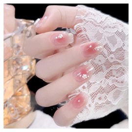 SEMTIM Nail Tips, 24 Pieces, Medium, Short, Round, False Nails, Medium Long, Popular, Japanese Style, Cute, Simple, Stylish, Coming of Age Ceremonies, School Entrance Ceremonies, Graduation Ceremonies, Weddings, Nail Tips (A16)