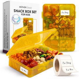 Snack Box Containers Set of 2-Reusable,100 Dissolvable Labels, 8 Adjustable Compartments, Dishwasher Safe, BPA-Free, Food Grade, Durable Design, PARENT TESTED PARENT APPROVED AWARD (2 Pack)(Marigold)