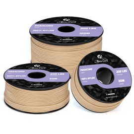Abma Cord Paracord 2 mm 100 m Nylon Cord 3 Core Rope Type I Cord for Crafts, Camping, Outdoor - Max. 90 kg (200 lbs) - Khaki