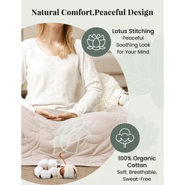 ZonLi Weighted Lap Blanket 5lbs for Adults, Cotton Small Weighted Blanke for Napping, Sleeping and Travel, Skin Friendly & Machine Washable, 29x24 inches,Cream White