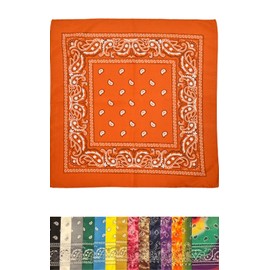 TERTIS TARTIS Bandana, Large, Paisley Pattern, 21.3 x 21.3 inches (54 x 54 cm), Bandana Stylish, Triangular Width Handkerchief, Men's, Women's, Cotton, Polyester Scarf, orange