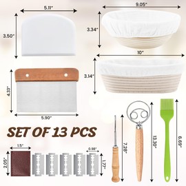 Bread Proofing Baskets, 9 inch Round & 10 Inch Oval Natural Rattan Banneton Bread Proofing Basket Set with Liners Sourdough Bread Baking Supplies - Banneton Basket bread kits for homemade bread