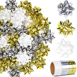 JOHOUSE 78PCS Christmas Pull Bows, Self Adhesive Gift Bows Christmas Curling Ribbons for Home Decoration Party Photo Props