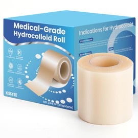 KISSYEE Hydrocolloid Roll for Wound Care, 2in x 16ft Large Medical Grade Hydrocolloid Bandages Patch with Self-Adhesive, Cut-to-Size, Ultra Absorbent, Flexible & Waterproof for Acne, Burn, Blister