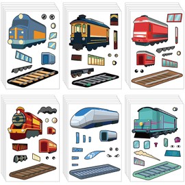 36PCS Make A Truck Stickers for Kids Make Your Own Train, Steam, Freight, Bullet, Trolley Trains Stickers, Train Party Gift for Boys Girls Birthday Classroom Truck DIY Art Crafts Decor