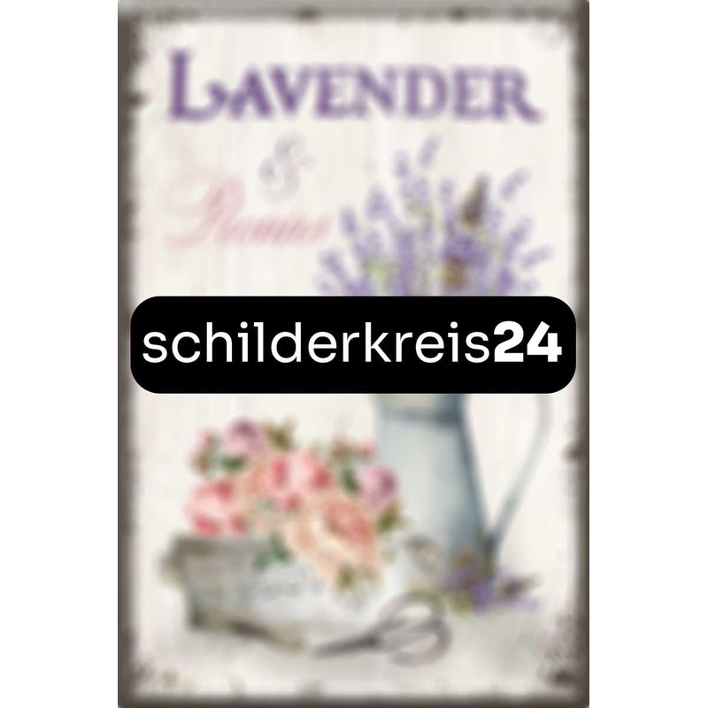 schilderkreis24 - Tin Sign "Lavender & Peonies" - Romantic Wall