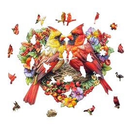 Jigfoxy Wooden Puzzle for Adults, Cardinal Jigsaw Puzzles for Adult, Unique Animal Shape Wood Cut Puzzles, Christmas Thanksgiving Gifts for Friends Family (L-13.4 * 11.6in-260pcs)