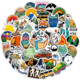 Pack of 50 Vintage Travel Stickers Set - Outdoor Stickers Waterproof Retro Stickers for Suitcase, Laptop, Bike, Scrapbook, Motorcycle, Skateboard, Helmet for Outdoor Adventure Decoration