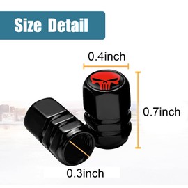 fasebeek 4 PCS Car Valve Stem Caps, Tire Air Caps, Skull Auto Decoration, Universal for Most Vehicles (Red)