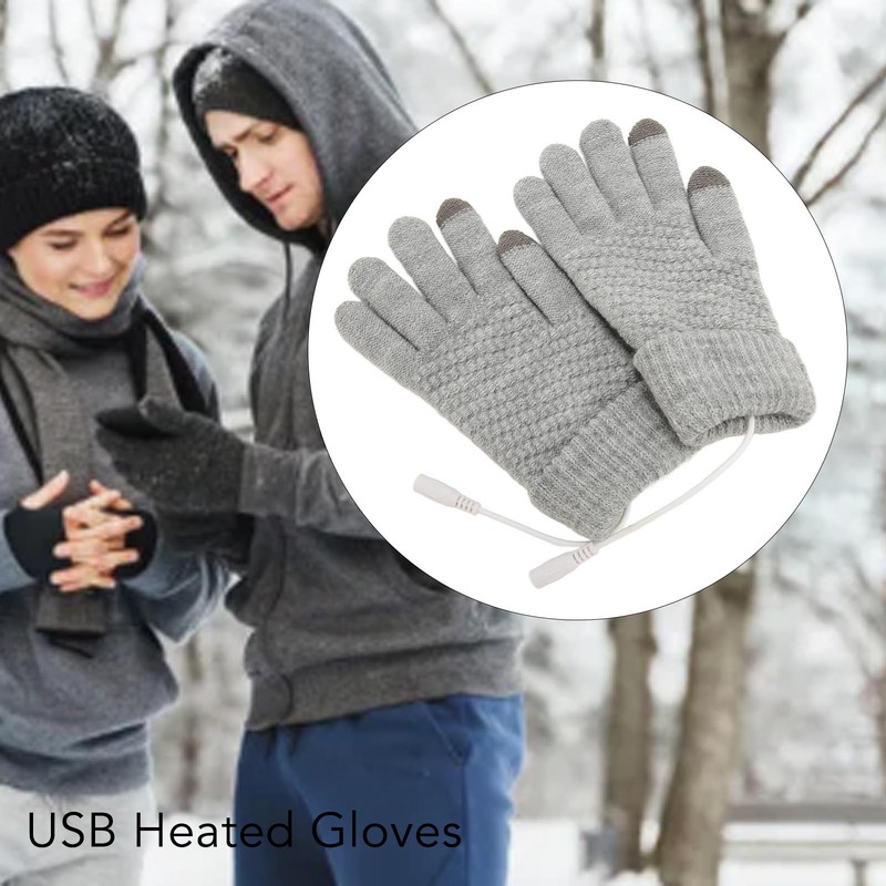 USB Heated Gloves Thicken Detachable Electronic Warming Knitted Gloves for