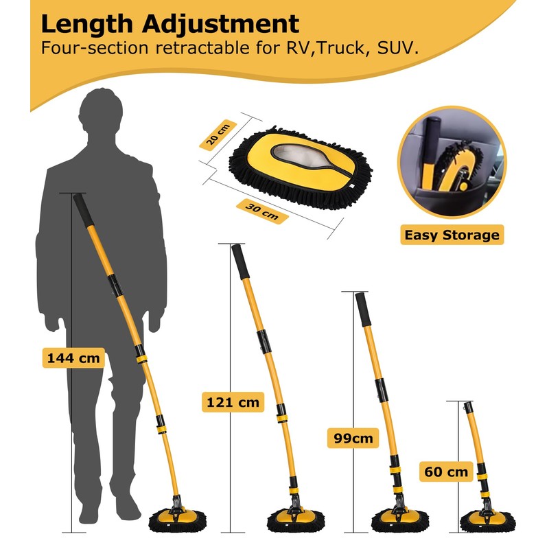 anngrowy 56.7" Car Wash Brush Mop Kit Mitt Sponge with