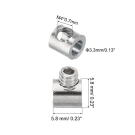 PATIKIL 3.3mm Hole Wire Rope Clips Set, 10 Pcs Steel Single Holes Lock Cable Clamps Clip with M4x0.7 Hexagon Screws Spanner for Cable DIY Fittings, Silver