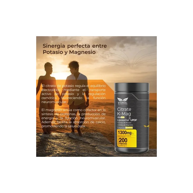Eternal Nutrition Ultra Pure Citrato Magnesio Potasio 100 Cápsulas Electrolitos