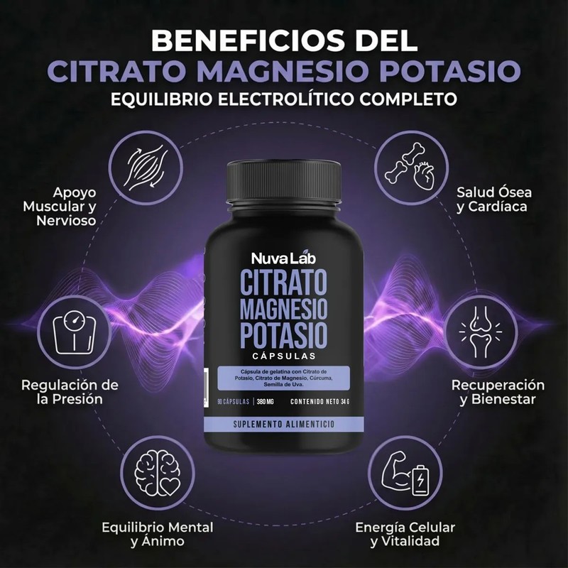 Citrato Magnesio Potasio Natural 380mg Navulab Cansancio