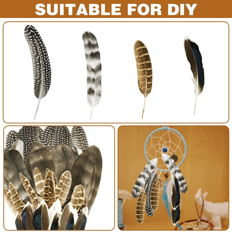 40Pcs Turkey Feathers for Crafting, Natural Pheasant Feathers Hat Feathers,