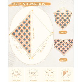 2 PCS Crochet Bandanas Floral Bandana Headband Tie Knitted Headscarf Hair Bandanas for Women Girls Head Kerchief (Clover (orange + purple))