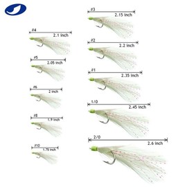 10/20 Packs 3 Feather & Fish Skin 6 Hooks Saltwater Fishing Rigs with String Hook Lure Bait Tackle Jig (4#, 10 Packs)