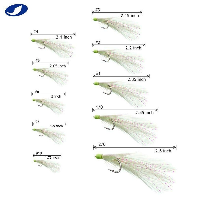 10/20 Packs 3 Feather & Fish Skin 6 Hooks Saltwater