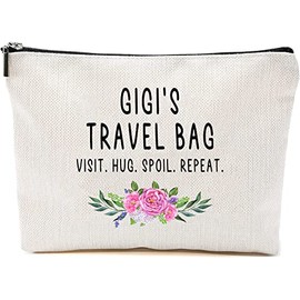 Gigi Travel Bag - Gigi Gift - Grandma Makeup Bag - Birthday Gift Gigi - Mother Day Gift - Travel Cosmetic Bag From Grandchildren, White, 7”x9.8”
