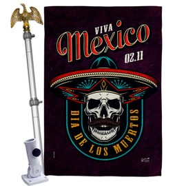 Angeleno Heritage Viva Mexico House Flag Eagle Set Fall Day of Dead Dia De Los Muertos Fiesta Mexican Party Autumntime Decoration Banner Small Garden Yard Gift Double-Sided, Made in USA