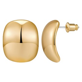 TONAUP Chunky Earrings Dupes Women's Earrings Drop Gold with 2 Pieces Piercing Gun, Hypoallergenic High End French Metallic Style Chunky Earrings Gold for Women, Zinc