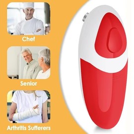 Auto Electric Can Opener: Safe, Easy with One Touch, Smooth Edge, Battery Operated, Cordless, Automatic Can Opener for Seniors with Arthritis, Hand Held Appliances, YES YOU CAN (Red)