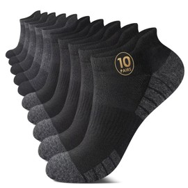 TUUHAW Mens Trainer Socks for Men 9-12 9-11 Ankle Socks Short Length for Sports Running Walking Athletic Gym Cycling Tennis for Womens Ladies Black Grey Coulor Breathable Cotton 10 Pairs