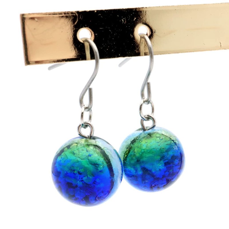 Women's Firefly Glass Earrings, Luminous, Titanium, Dragonfly, Okinawa, Souvenir, Accessory,